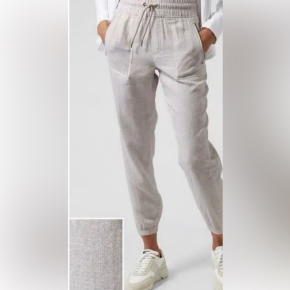 Athleta Cabo Linen Joggers in cheetah print